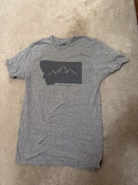 Men's Grey Short Sleeve Mountain Graphic Tee Montana
